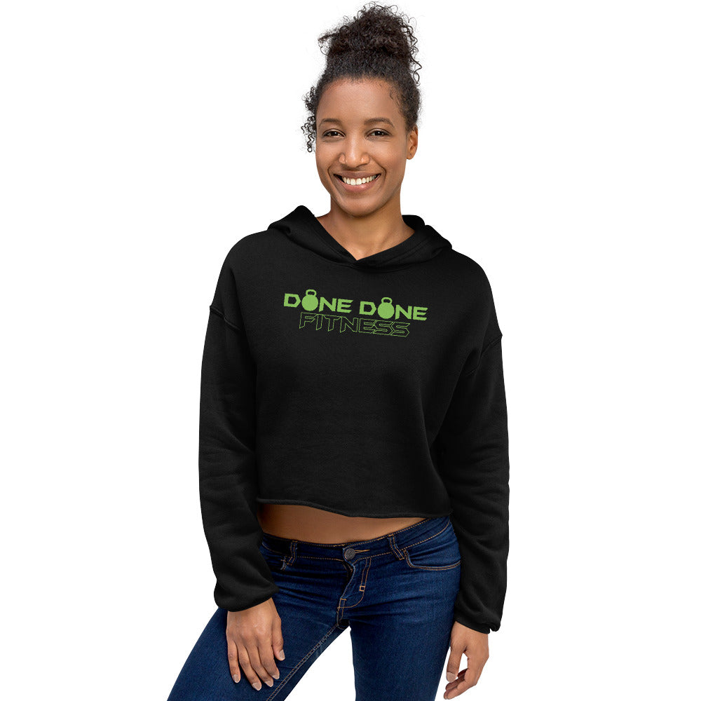 Log Black Crop Hoodie